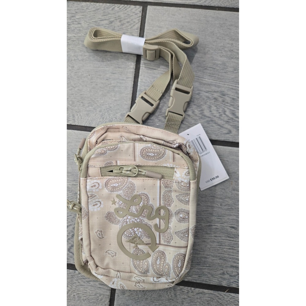 LRG Lifted Research Group Paisley Utility Crossbody Bag Tan Beige Bandana NWT